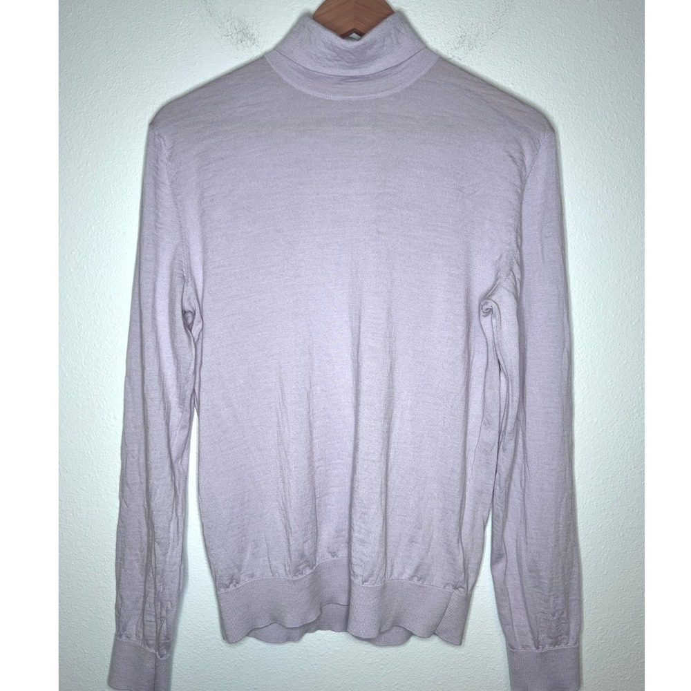 COS 100% Wool Turtleneck Sweater Medium Lilac Lavender Fine Knit Minimalist